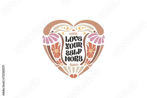 Boho Floral Quote SVG Design Love yourself more