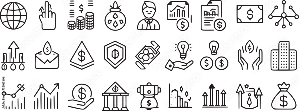 Finance icons set money payments. Finance icons set money payments.