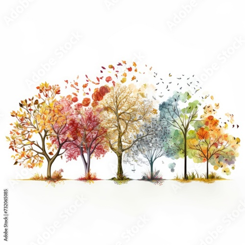 tree types of spring summer fall winter and spring