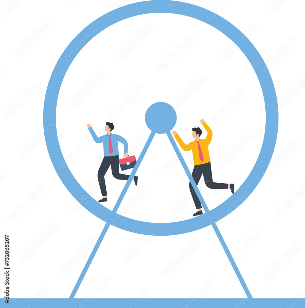 Businessman keeps running inside the hamster wheel
Businessman keeps running inside the hamster wheel