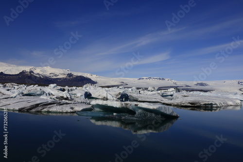 Jökulsárlón is a large glacial lake in southern part of Vatnajökull National Park, Iceland photo