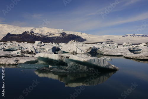 Jökulsárlón is a large glacial lake in southern part of Vatnajökull National Park, Iceland photo