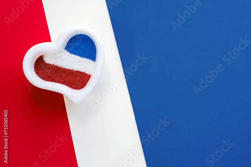 Alabaster Heart with Red, White and Blue