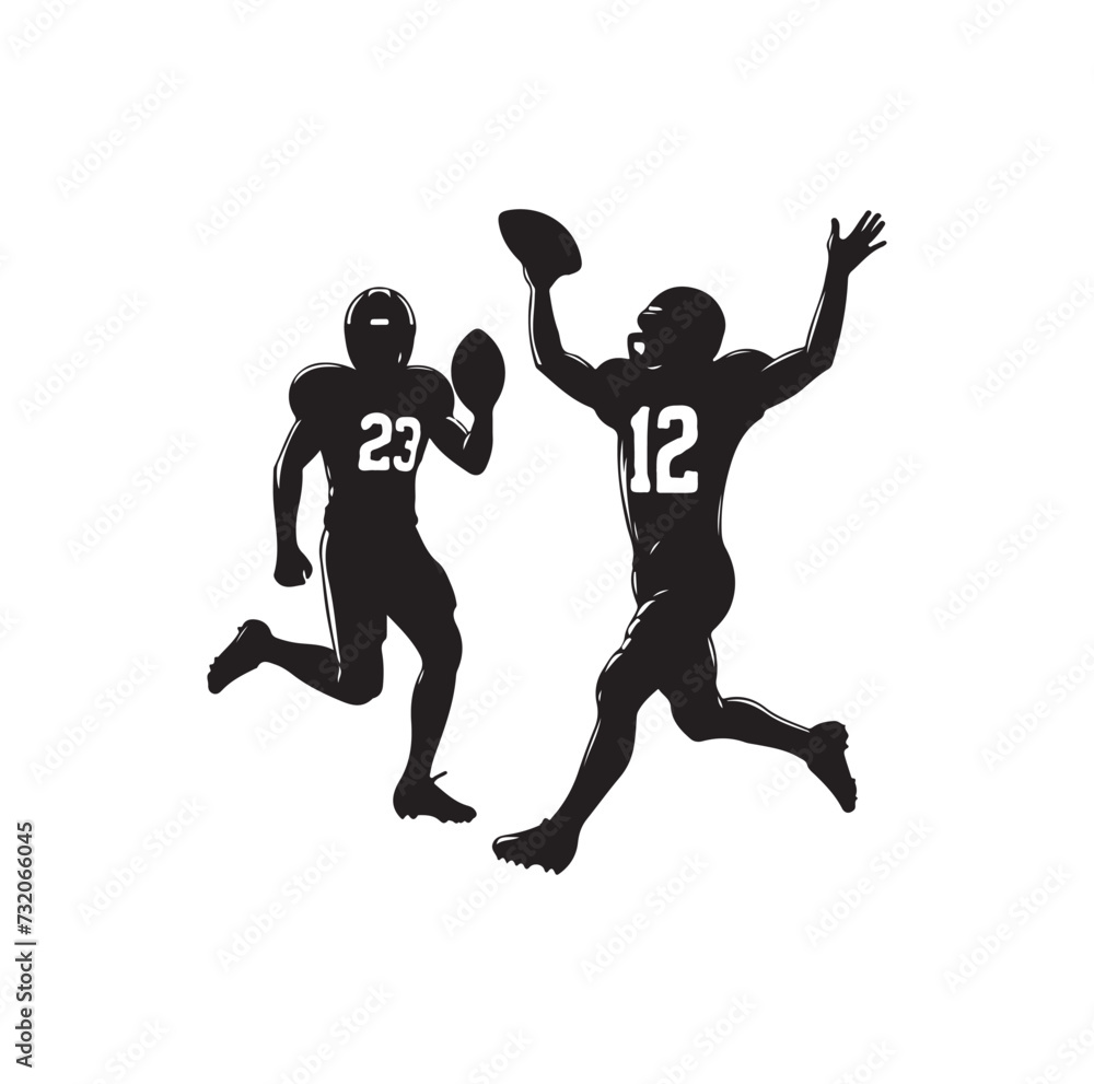 Obraz premium American Football player silhouette set vector illustration