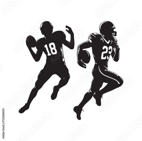 American Football player silhouette set vector illustration