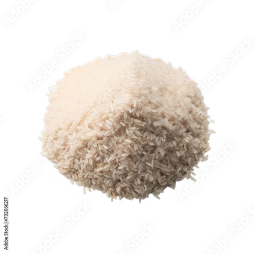 High-Quality Image of a Pile of White Rice Isolated on a White Background