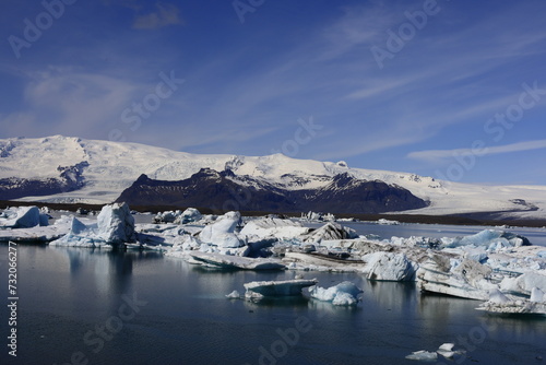 Jökulsárlón is a large glacial lake in southern part of Vatnajökull National Park, Iceland © marieagns