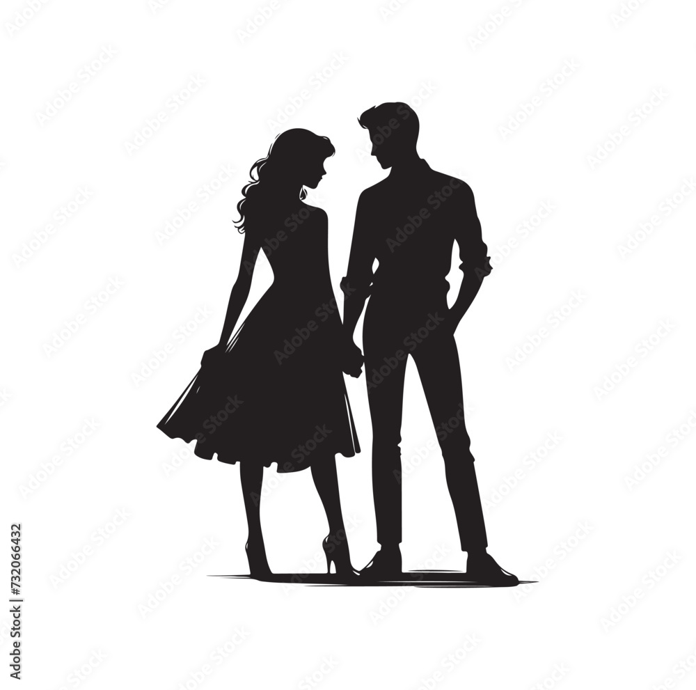 couple standing vector silhouette illustration