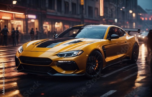 Supercar street racing AAA videogame gameplay with information datum design for console or web 3.0 playing to earn gaming crypto tokens and cryptocurrency project future as wide banner. Sport car © Sanita