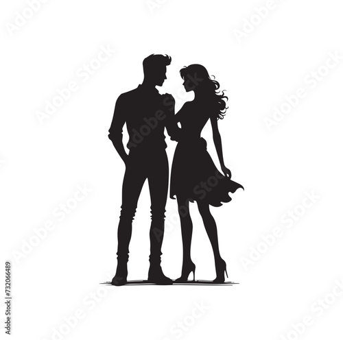 couple standing vector silhouette illustration