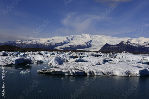 Jökulsárlón is a large glacial lake in southern part of Vatnajökull National Park, Iceland