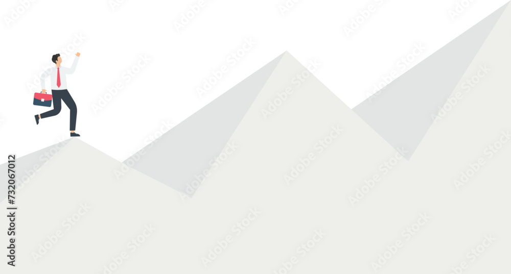 Businessman standing on the top of the mountain looking to the top of the mountain
Businessman standing on the top of the mountain looking to the top of the mountain