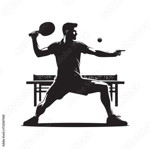 table tennis player pose vector Silhouette illustration