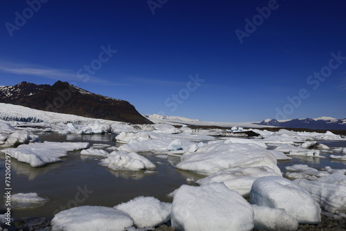 Fjallsárlón is a glacier lake at the south end of the Icelandic glacier Vatnajökull