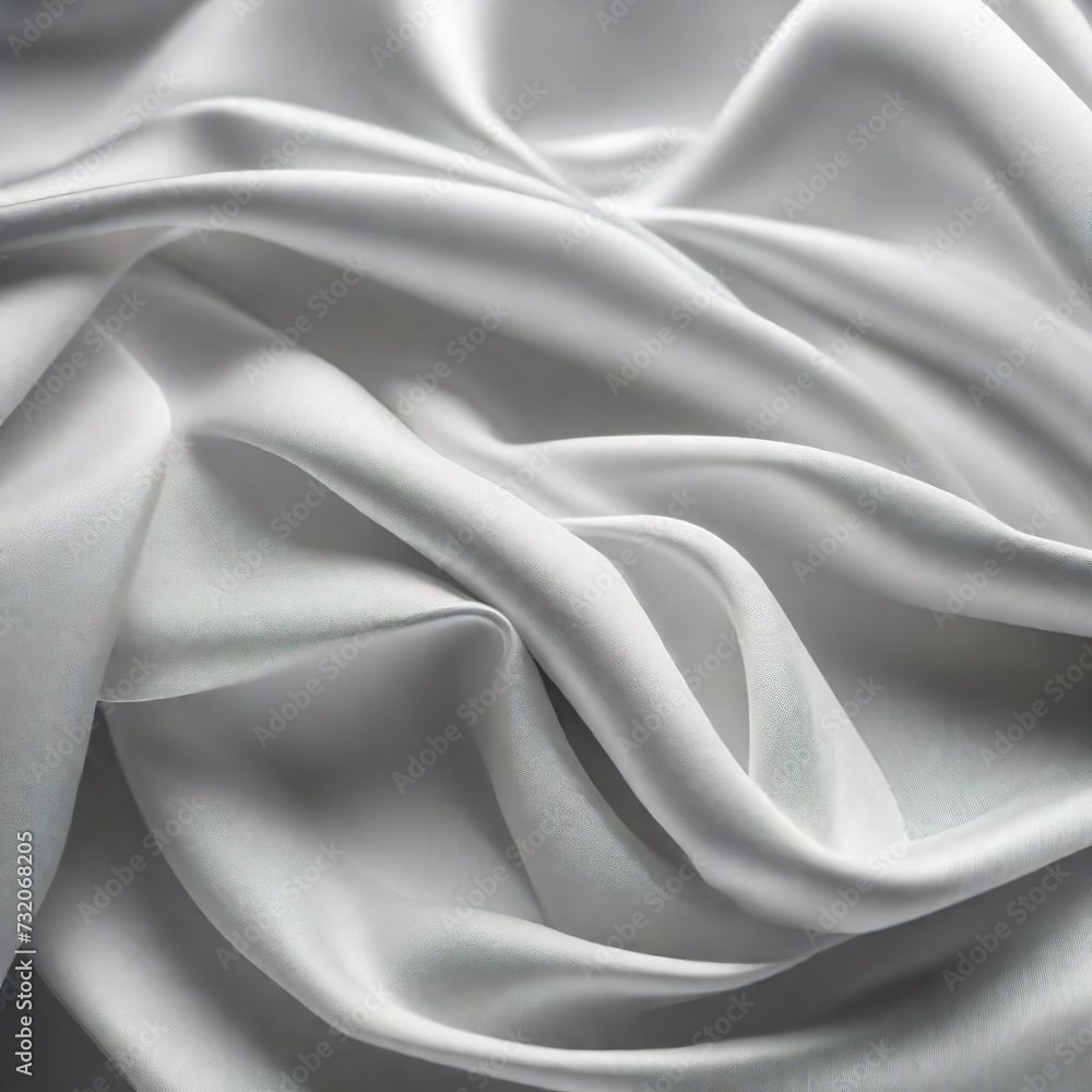 Fototapeta premium Close-Up View of Elegant White Satin Fabric With Soft Folds and Gentle Drapery. Generative AI