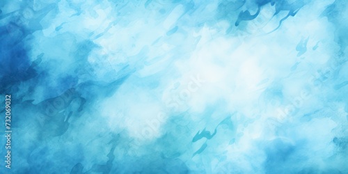 Blue turquoise teal mint cyan white abstract watercolor. Colorful art background. Light pastel. Brush splash daub stain grunge. Like a dramatic sky with clouds. Or snow storm cold wind frost winter.