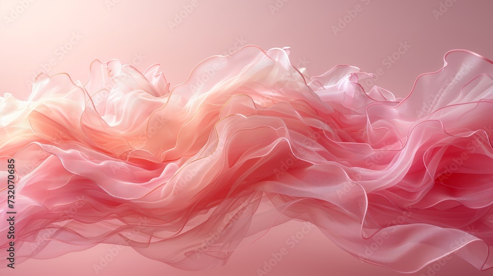 flowing ribbons in a gentle dance, using soft, harmonious colors against a minimalist background, to convey movement and tranquility