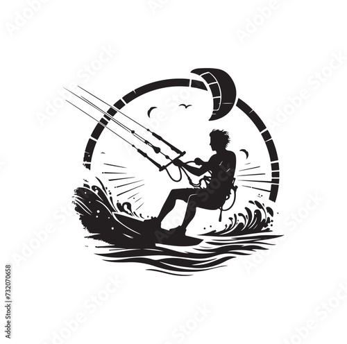 kitesurfing vector illustration silhouette style