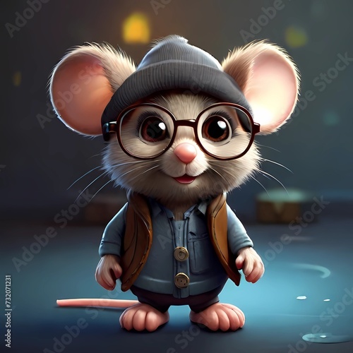 3d mouse with glasses