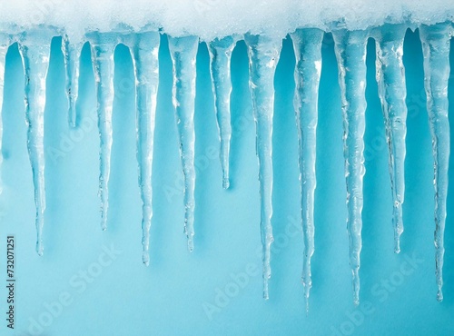 Icicles on light blue background