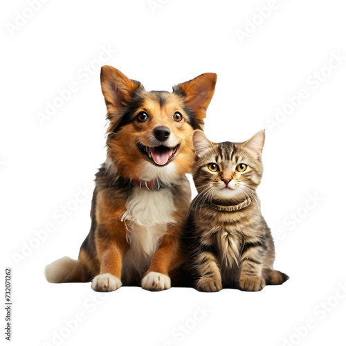 A Picture-Perfect Bond Between Dog and Cat  Capturing the Joy on a White Background