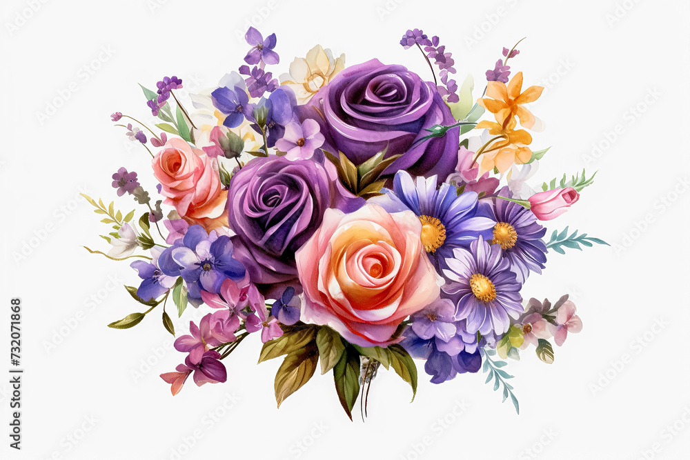 a bouquet of flowers against a white background