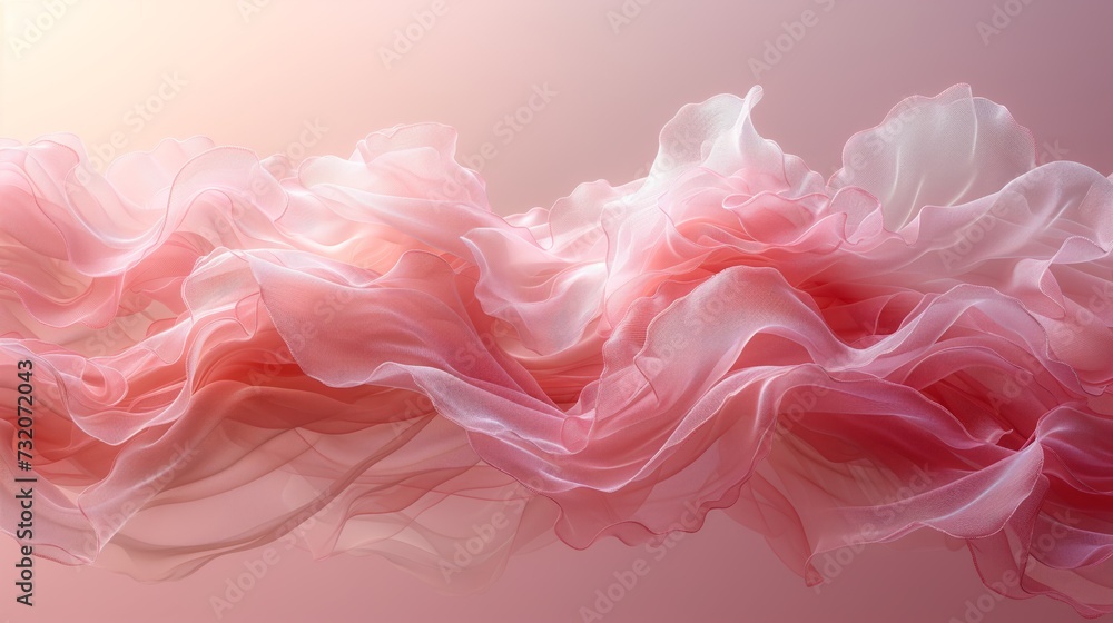 flowing ribbons in a gentle dance, using soft, harmonious colors against a minimalist background, to convey movement and tranquility