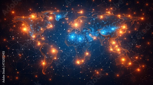 world map in the form of a starry sky or space