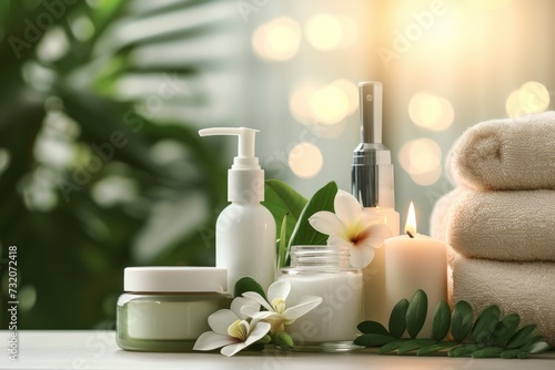 Natural skin care butyrospermum parkii cream, anti aging serum oil soothing mask. Beauty face maskvitamin e oil. Sensitive patchouli perfume dispenser product mockup. floral cosmetic jar lotion