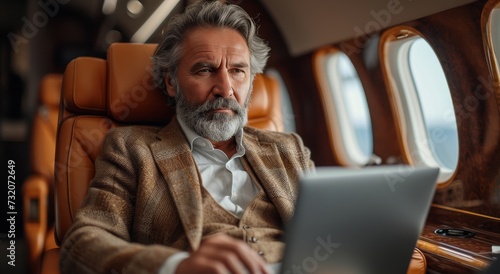 A bearded man sits in a comfortable chair, engrossed in his laptop as he works indoors, his face illuminated by the soft glow of the screen