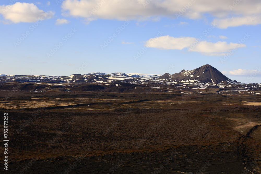 View in the Myvtan National park located in northern Iceland in the vicinity of the Krafla volcano