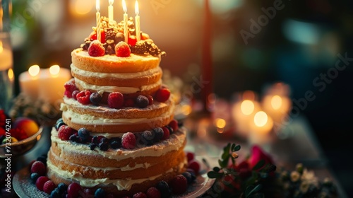 Multi Layer Cake With Candles