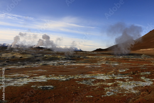 Hverarönd is a hydrothermal site in Iceland with hot springs, fumaroles, mud ponds and very active solfatares. It is located in the north of Iceland © marieagns