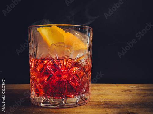 Smoked Negroni with an orange zest