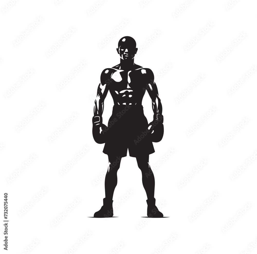 A boxer stand with pose vector silhouette A boxer stand with pose vector silhouette
