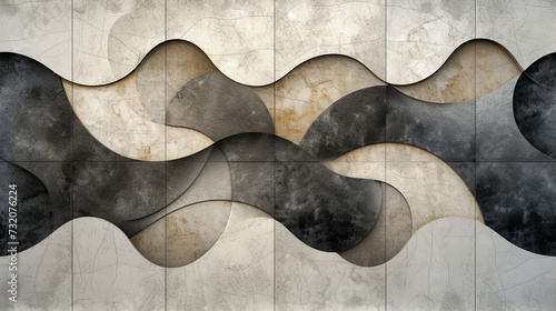 A Painting of a Wavy Design on a Wall