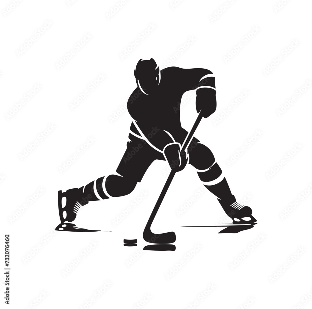 Fototapeta premium ice hockey player silhouettes icon logo vector illustration.