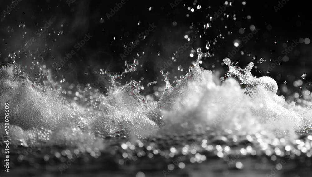 Dramatic splash with bright white particles on a dark background Dramatic splash with bright white particles on a dark background