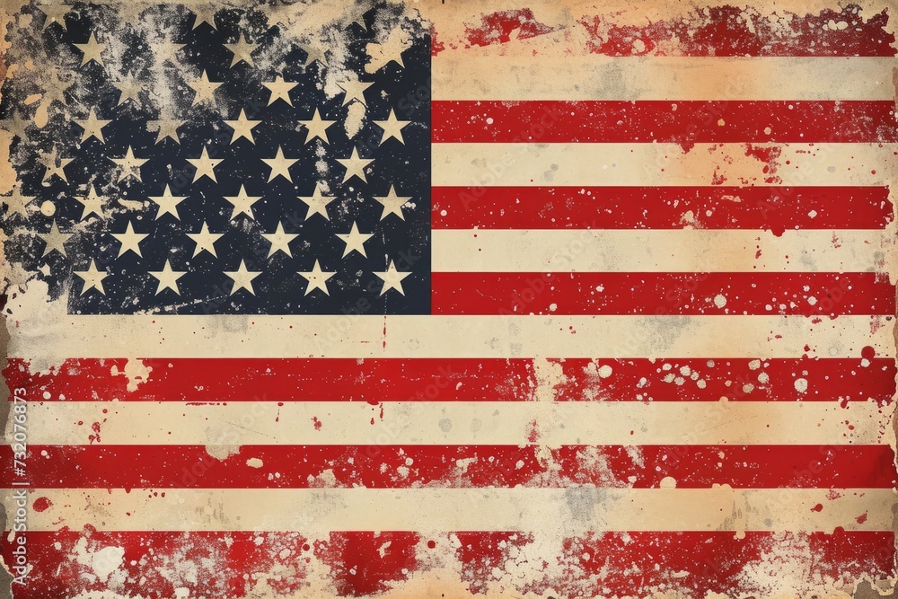 Grunge Distressed American Flag Illustration And Design Generative AI