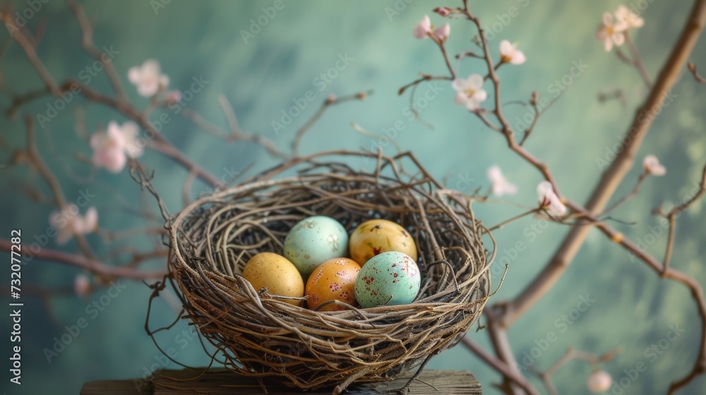 Obraz premium Birds Nest With Four Eggs