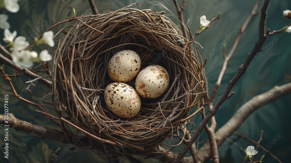 Bird Nest With Four Eggs Bird Nest With Four Eggs