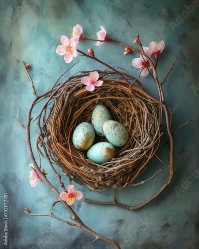 Birds Nest With Four Eggs