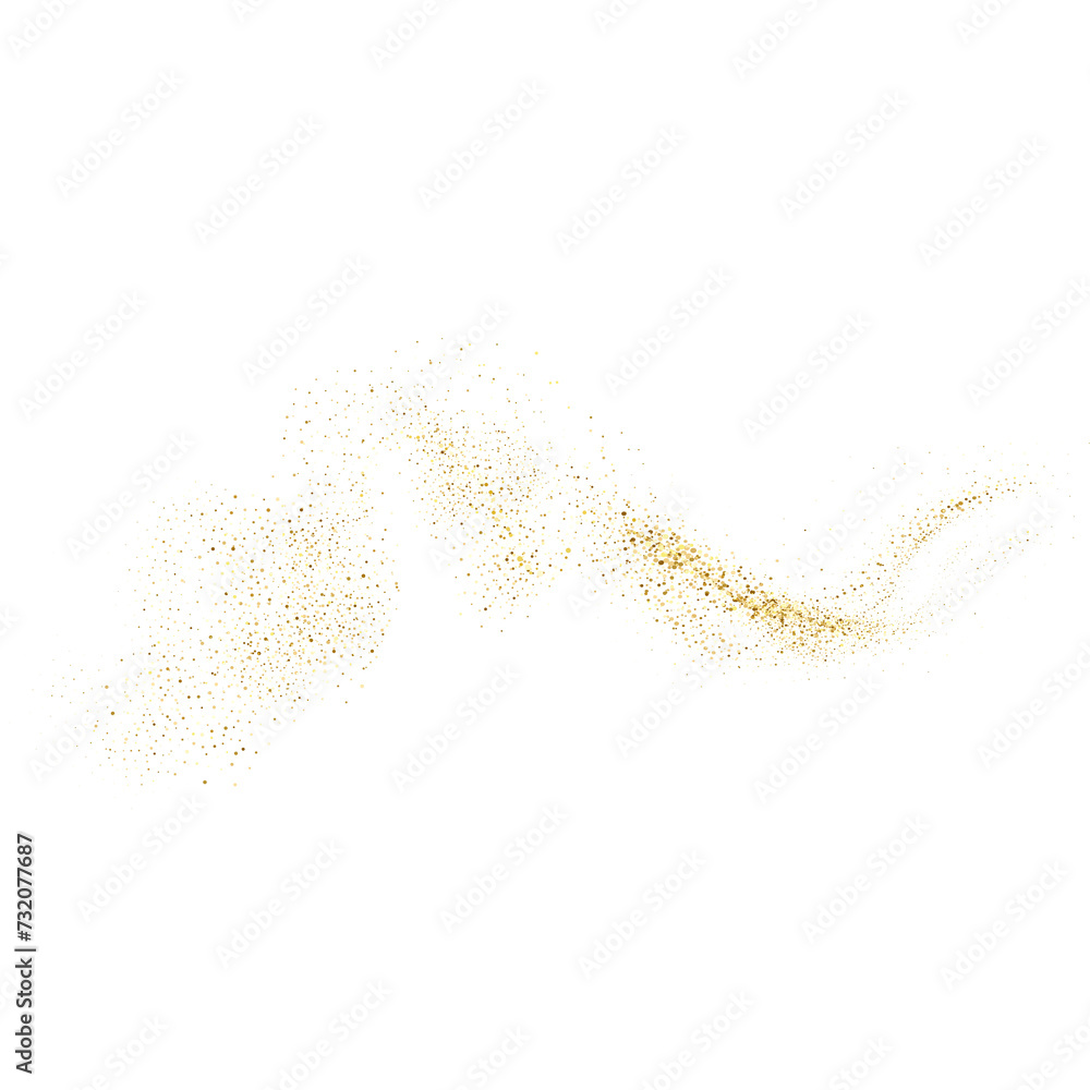 Glittering stars with golden shimmering swirls, shiny glitter design. Magical motion, sparkling lines.