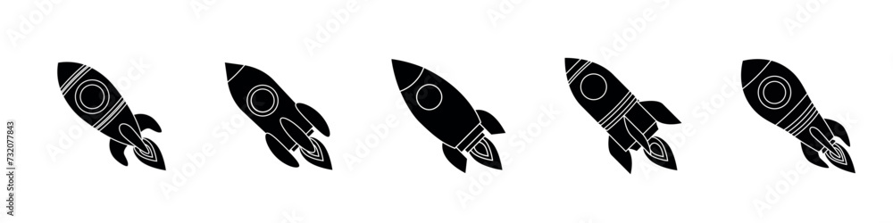 Rocket Start Up Concept set. Black white icon. Vector illustration Rocket Start Up Concept set. Black white icon. Vector illustration