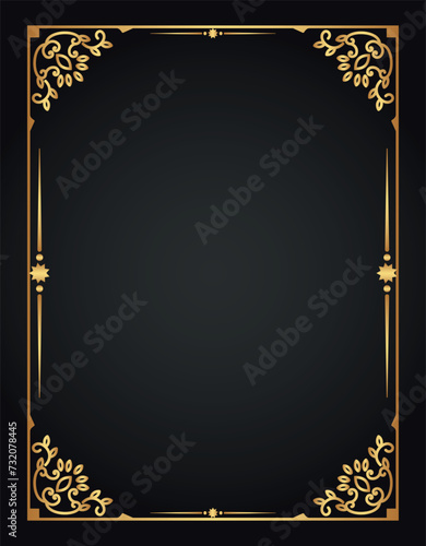 Luxury decorative golden frame. Retro ornamental frame, vintage rectangle ornaments & ornate border. Decorative wedding frames, antique museum image borders. Isolated vector icon
