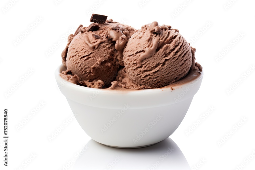 Chocolate ice cream close up isolated on white background Chocolate ice cream close up isolated on white background