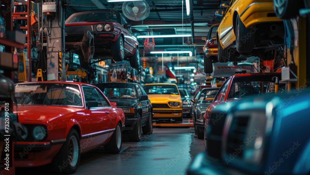 Cars at a car factory