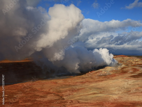 Gunnuhver is an impressive and colourful geothermal field of various mud pools and fumaroles in the southwest part of the Reykjanes Peninsula © marieagns
