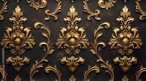 Intricate Gold Designs Adorn Wall