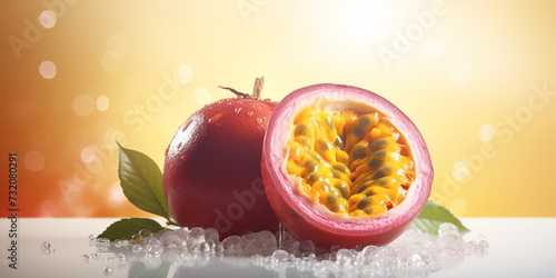 Fresh passion fruits on light background